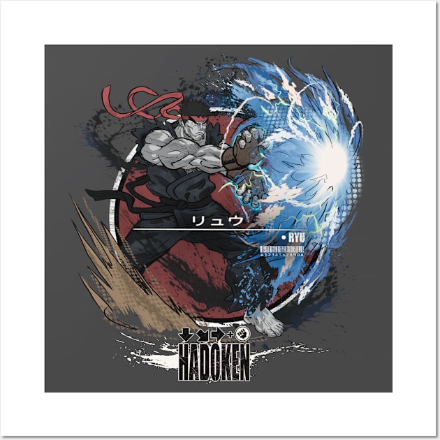 RYU: HADOKEN - BLACK/RED Wall Art by JF Penworks